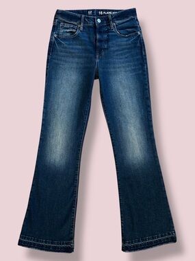 GAP Kids Girls 16 Flare Jeans 70s High Rise Adjustable Waist Dark Wash